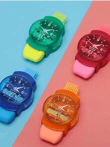 1 件三合一机械铅笔刀，带刷子和橡皮擦，迷你旋转铅笔刀，手动铅笔刀，铅笔剃刀，适用于擦除错误，削铅笔，清洁书桌，返校必备 - 多色 - 查看 2