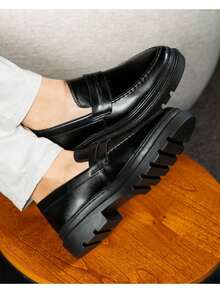 Men's Casual Loafer Shoes Stitched Piettro Work Events Comfortable + Wallet And Belt Father's Day - màu đen - Xem 5