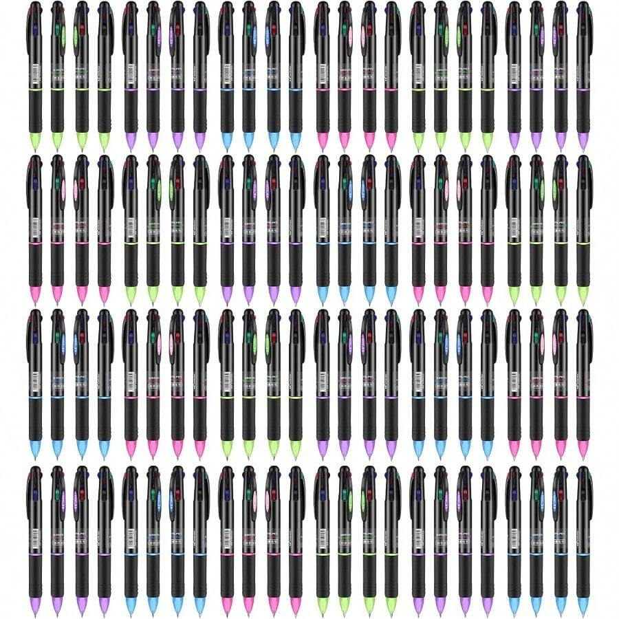 96 Pack 4 In 1 Multicolor Ballpoint Pen 4 Color 0.7 Mm Retractable Ballpoint Pens Colored Multiple Tip Gel Ink For Back To School Teacher Office Nurse Gift - 96 - 查看 1