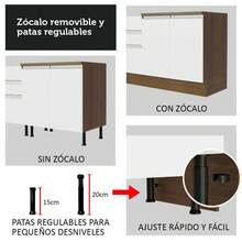 Gabinete Bajo Cocina Madesa Glamy 120cm Sin Encimera Color M - Marrón y Blanco - Ver 9