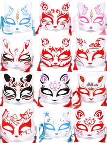 2/3pcs Fox Mask Half Face Cat Anime Retro Fox Mask, Easter Mask, Party Fox Mask, Halloween Masquerade - Many - View 15