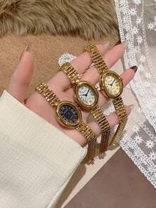 SUNLIFEX NEW Women's Minimalist Oval Bracelet Style Gold /Silver Roman Numerals Elegant Business Quartz Wrist Watch, Versatile For Daily Watches Party Daily Wear Gift For Women Valentine's Day Gift - one-size - View 11