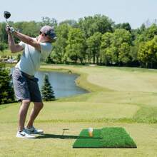 Mini Dual-Turf Golf Hitting Mat Golf Practice Mat With 2 Grass Types For Swing Detection Batting(30*30cm)