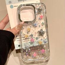 Y2K 3D Glittering Star Bracelet Featuring A Rhinestone Wristband For Iphone 16, 15, 14, 13, 12 Pro Max, And 11 Cases With A Shiny Edge And Shockproof Back - 無色 - 查看 2