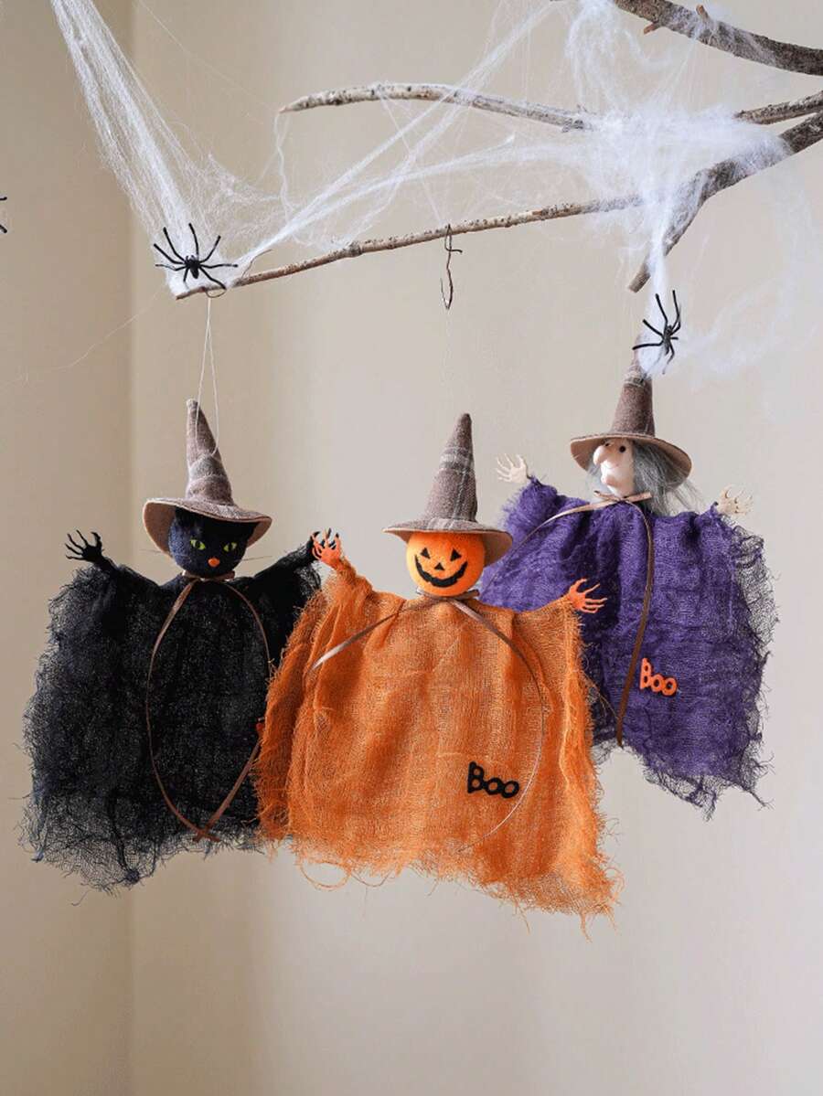 1 đồ trang trí Halloween treo ma phù thủy với mũ phù thủy mèo đen đèn lồng bí ngô phù thủy ma phù thủy Halloween đồ trang trí tiệc thủ công ma quái cho trang trí nhà đồ trang trí cây Halloween - Nhiều màu - Xem 1