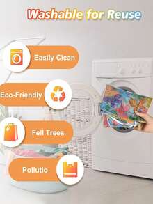 1pc Reusable Grocery Shopping Bag,Foldable Tote Bag With Handles,Large Capacity Shopper Bag,Foldable Tote Bag,Multi Functional Storage Bag,Shopping Bag, Folding Bags,Supermarket Shopping Bags,Creative Portable Printed Hand-Held Storage Bags,For Carrying Groceries, Shopping