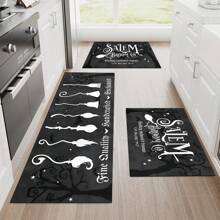 1/2pcs Halloween Skull Horror-Anti-Slip, Waterproof And Washable Floor Mats Are Suitable For Indoor, Laundry Room, Entrance Passage, Kitchen, Living Room, Bedroom And Bathroom, And Are Perfect Gifts For Home Decoration And Bathroom Floor Mats.