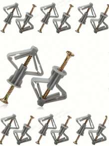 20/40/80pcs Grey Hollow Wall Anchors, Butterfly Expansion Anchors Without Screws, Drywall Screws, Plugs Suitable For 8-12mm Thick Boards, Nylon Plastic Expansion Bolts, Drywall Butterfly Screws, Plastic Expansion Sleeves For Hollow Wall