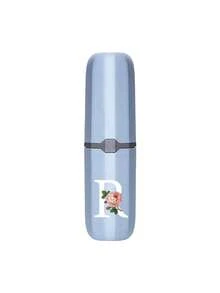 1pc Printed Rose Letter A-Z Blue Portable Toothbrush Holder, Keep Your Toothbrush Clean And Anytime, Anywhere! Travel Toothbrush Storage Box, Portable Toothbrush Cup Sleeve, Multi-Functional Toothbrush Cup, Travel Wash Cup, Toothbrush And Toiletries Storage Set, Suitable For Travel, Camping, Business Trip, School, Dorm Storage, Student Gift, Family Gift. - Blue - View 17