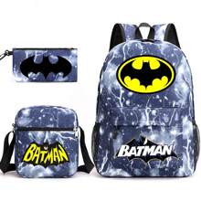 Warner Bros 3pcs/Set WB Batman Backpack Set, Casual Backpack, Collegiate Style Fashion Student Backpack, Printed Large Capacity Outdoor Backpack, Cute Cartoon Backpack, Back To School, Halloween, Christmas Gift - Multicolor - View 18