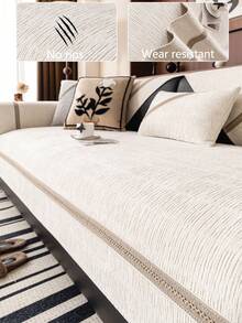 1 件四季沙发垫套,现代简约防滑沙发座椅保护套,防尘可洗,柔软防褪色,米色花卉图案,宠物友好,适合卧室、办公室、客厅的 L 型和 1/2/3/4 座沙发 - 米色 - 查看 2