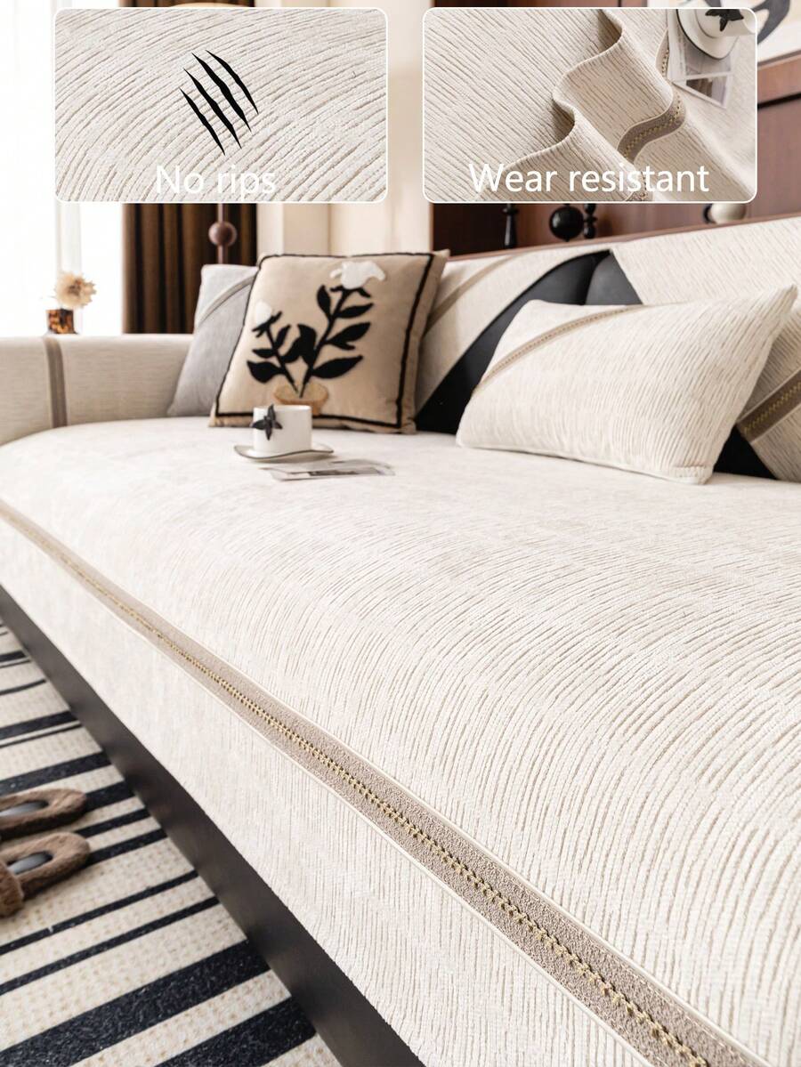 1 件四季沙发垫套，现代简约防滑沙发座椅保护套，防尘可洗，柔软防褪色，米色花卉图案，宠物友好，适合卧室、办公室、客厅的 L 型和 1/2/3/4 座沙发