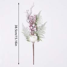 1 pieza, Ramas de pino con escarcha artificial y bayas, recortes de árbol de Navidad, ramas de cedro de Navidad para coronas y decoración navideña, tallos de árbol de Navidad de plástico para manualidades DIY