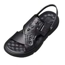 Thick bottom wear sandals male beach shoes non-slip waterproof wearable outside slippers male two users outside wear male models comfortable - Negro - Ver 5