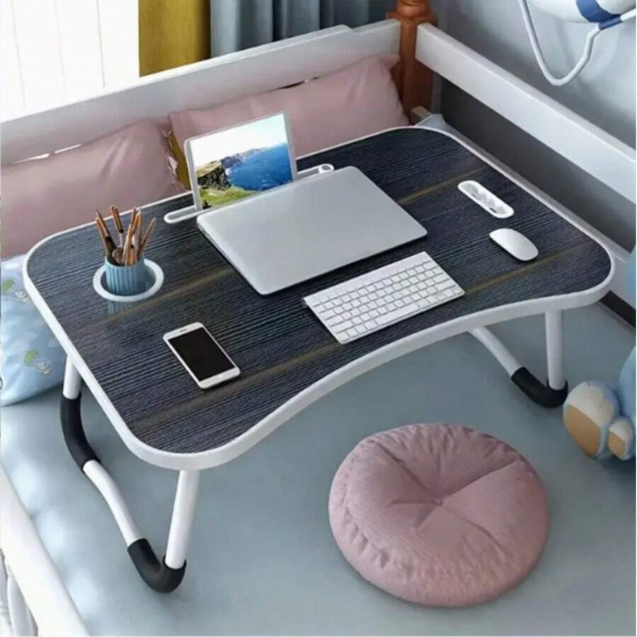 Laptop Bed Desk Tray Stand With Cup Holder/Drawer For Bed/Sofa/Study/Reading/Writing Low Sit Floor Large Portable Folding Leg Dining Table 2025 Model - Black - View 1