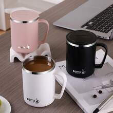 1 Stück 480/500ML Thermoisolierte Kaffeetasse, tragbare 304 Edelstahl Trinkflasche mit Deckel & Griff, kälte- und hitzebeständiger doppelwandiger Trinkbecher, verbrühsicher & auslaufsicher für Milch, Tee, Kaffee, geeignet für Studenten und Erwachsene zuhause, in der Schule, im Wohnheim, im Büro, beim Camping, Picknick, Reisen, Rückkehr zur Schule - Verschiedenfarbig - Übersicht 3