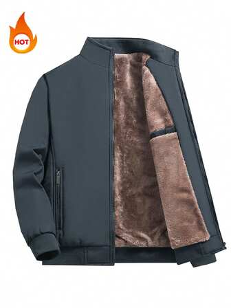 Thermal Lined Jacket Men, Fashionable Hooded Casual Warm Outerwear For Street Wear