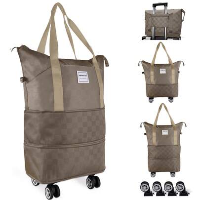 Expandable Rolling Duffle Bag - Large Carry-On With Spinner Wheels, Foldable Weekend Travel Bag, 28-58L Capacity