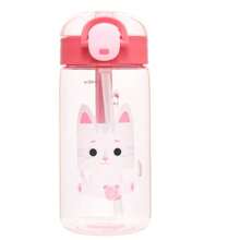 Children's Bottle With Straw 460ml Pink Cat Mia 6100B52 - Kouii