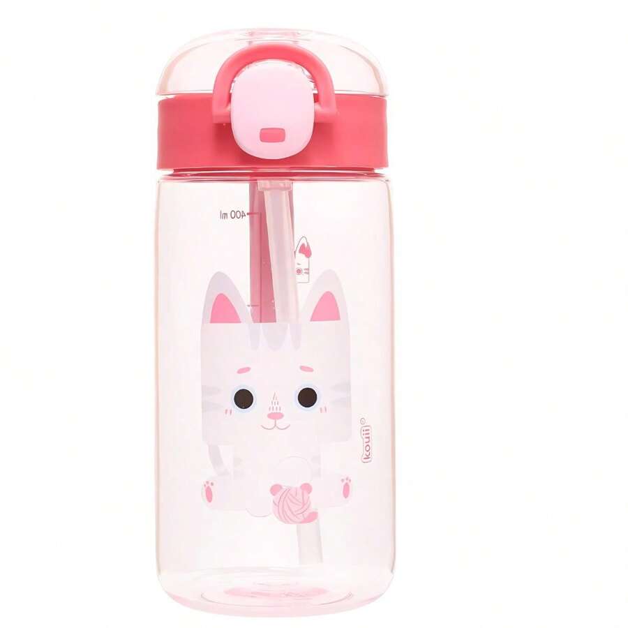 Children's Bottle With Straw 460ml Pink Cat Mia 6100B52 - Kouii