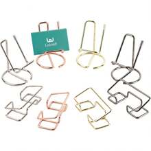 Soporte para tarjetas de visita para computadora, bonitos organizadores de tarjetas de metal y accesorios de computadora de oficina para hombres y mujeres (dorado) Adecuado para aprender, trabajar y enseñar en el aula. - Oro rosa vertical - Ver 8