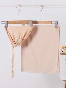 2pcs Women Scarf & Bonnet Set, Versatile Underlay Cap Combo, Hijab, Middle East Ramadan Abaya Matching, Elastic Chiffon Scarf & Cap Set, Casual Outfit - Camel - View 6