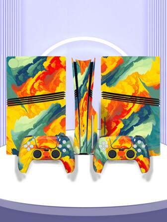 6 pièces Autocollants de console de jeu Pro version numérique P5 avec motif orange et vert, anti-poussière et résistant à l'usure