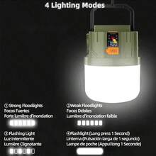 带 USB 手机充电器的便携式太阳能灯 - 可充电 LED 灯，适用于户外徒步应急停电帐篷悬挂灯泡 - 綠色 - 查看 5