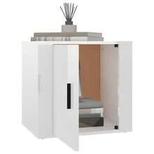 Mesita de noche Larryhot Blanco Brillo 50x39x47 cm, bonita y práctica, ideal para almacenaje y decoración del hogar - Blanco - Ver 4