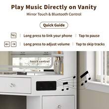 Yanosaku Modern Corner Vanity Desk With Mirror & Lights, Glass Top Makeup Vanity With Bluetooth Speaker, 8 Drawers, 6 Shelves, 3-Color Lighting, Dressing Table With Chair, White - Xem 8