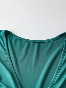 Women's Elegant Party Ruched Fitted Long Sleeve Dress, Spring/Autumn - Green - View 4