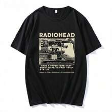 Classic Retro Radioheads T Shirt Men Retro Classic Tees North America Tour Rock Boy Women's Tshirt Camisetas Hombre Hip Hop Street Casual Top - 黑色 - 查看 1