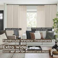 White Greyish Blackout Curtains 96 Inches Long, Pinch Pleated Linen Blackout Curtains Bedroom 2 Panel Set, Home Decor - Warm Beige (Creamy Beige) - View 6