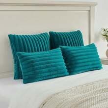 1pc Solid Color Throw Pillow Cover (Pillow Insert Not Included), Fabric Cushion Cover, Suitable For Living Room Sofa - Blue - View 6