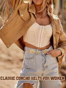 1 件女士波西米亚风格雕花金属腰链，带绿松石装饰，适合西装、晚间约会、派对、婚礼、万圣节派对、圣诞礼物秋季、秋季、万圣节 - 牛 - 查看 2