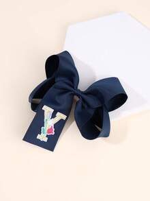 1 pezzo Fermaglio per capelli a fiocco con lettera da A a Z, Molletta per capelli a farfalla di moda, Accessorio per capelli grande e rialzato, Regalo per ragazze e adolescenti - Blu Navy - Visualizzare 20