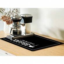This Coffee Machine Pad Is Made Of High-Density Diatomaceous Earth Material, Featuring Wear-Resistant, Non-Fading, Waterproof And Easy-To-Clean Properties. The Bottom Has Been Upgraded To Rubber Material, Enhancing The Friction. - Black - View 5