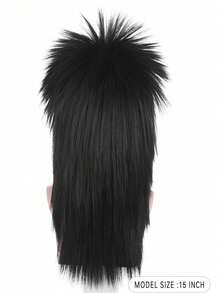 Morvally Unisex Long Black 70s 80s Mullet  Glam Rock-Rocker Cosplay Wigs For Women And Men's Halloween, Themed Costume Party - màu đen - Xem 5
