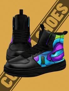 Custom High-Top Boots, Faux Leather Upper, Personalized Design, Upload Your Picture, Soft And Comfortable, Street Style, Stylish Customized Gift For Mom/Dad/Her/Him/Girlfriend/Boyfriend/Wife/Husband/Friend