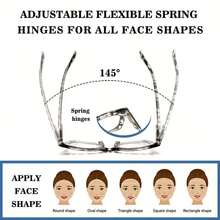 3-Pack Oprah Style Fashionable Women's Reading Glasses - Blue Light Blocking, Computer Square, Metal Spring Hinges, 12 Degrees Available, Blue Light Resistant Lenses - Multicolor - View 3