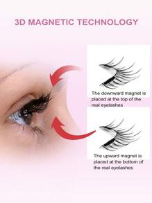 MAGEFY 3对装磁性假睫毛套装，含镜子和睫毛夹，无需胶水，超隐形圆形磁铁，自然卡通猫眼蓬松仿貂毛睫毛，附赠镊子，美妆旅行必备