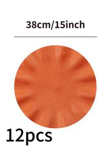 1/4/6/12pcs Bohemian Style Woven Round Placemats, 15 Inch, Solid Color, Kitchen Dining Table Decor Coasters, Non-Slip Pads For Holiday Party, Birthday, Wedding, Dinner, Home Decor, Dorm (Multiple Color Options)