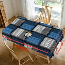 1 pièce Nappe à motif carré en bleu, blanc, gris - Convient pour la décoration de la maison - Peut être utilisée pour la cuisine, la salle à manger, les fêtes et les cadeaux