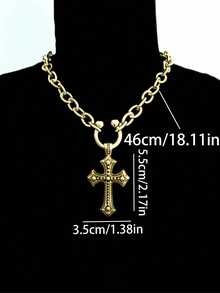 1 chiếc vòng cổ thánh giá phong cách Punk Châu Âu dành cho cả nam và nữ, thích hợp cho quán bar - Vàng - Xem 3