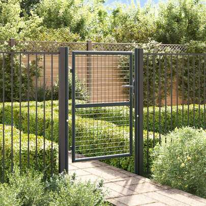 vidaXL Mesh Garden Gate Galvanized Steel 39.4"X68.9" Gray