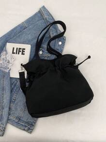 Fashionable Women's Large Capacity Drawstring Design Crossbody Bag