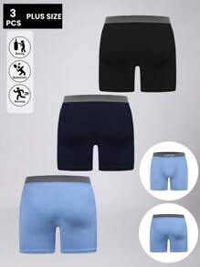 3 pezzi/confezione Boxer da uomo casual di taglia grande, adatti per boxe, corsa e pantaloncini sportivi quotidiani