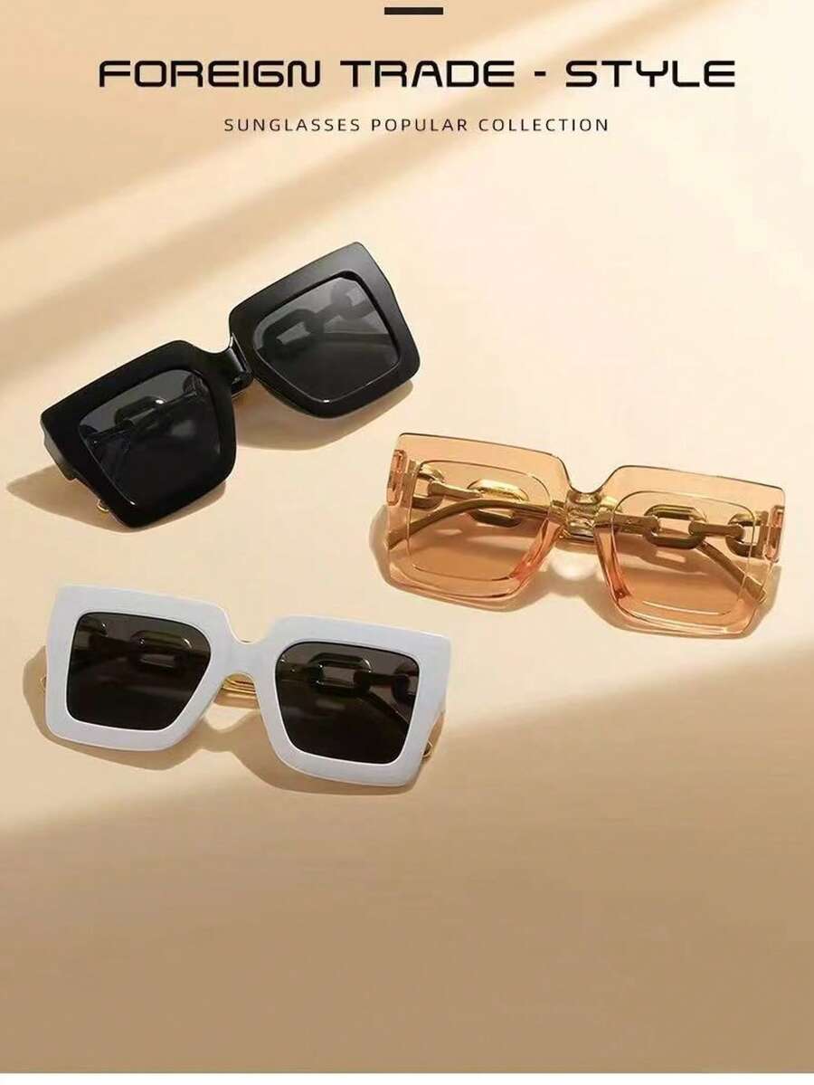 3 件套塑料镜框夏季海滩时尚眼镜方形墨镜