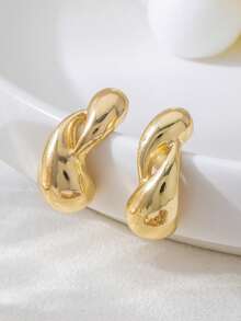 1 Pair Classic Fashion Asymmetric Water Drop Shape Geometric Design Stud Earrings Suitable For Women's Daily Wear - Water Drop Earrings - View 1