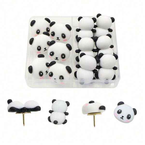 Nuevo set de 12 piezas/caja de chinchetas con diseño de panda, utilizadas para manualidades creativas, tableros de corcho y decoración de pared con fotos